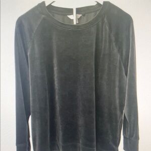 Velvet Long Sleeve Top in Dark Gray
